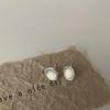 Small Oval Opal Stud Earrings Women'S Niche Retro Simple Personality Fashion Trend Temperament Versatile Earrings