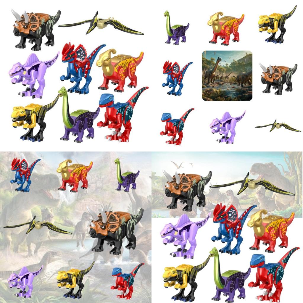 Small Dinosaur Night Light Colorful Jurassic Bagged Dinosaur Assembly Building Blocks Intelligence Toy