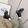 Fashion Darkness Punk Style Platform Women Ankle Boots Chunky Heel Black Metal Decor Women's Motorcycle Boots Lace UP Top Quality