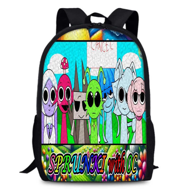 Sprunki 15in Large Capacity Backpack Durable Oxford Fabric School Bag For Students Teens Lightweight Design