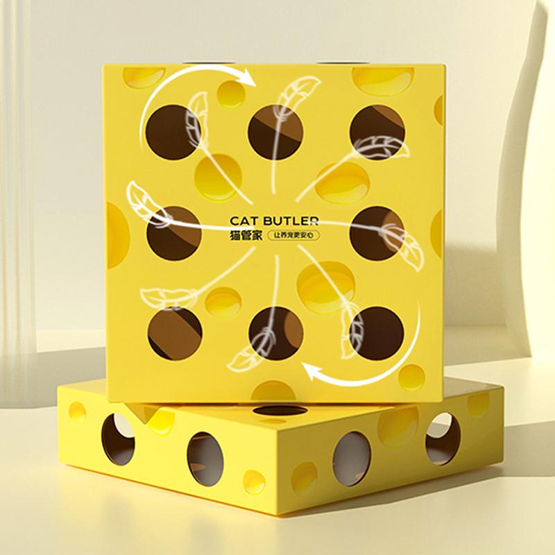 Interactive Cat Toys Smart Cat Chasing Toys Automatic Cat Teasing Stick Toy Funny Pet Cheese Box for Kitten Cat Accessories
