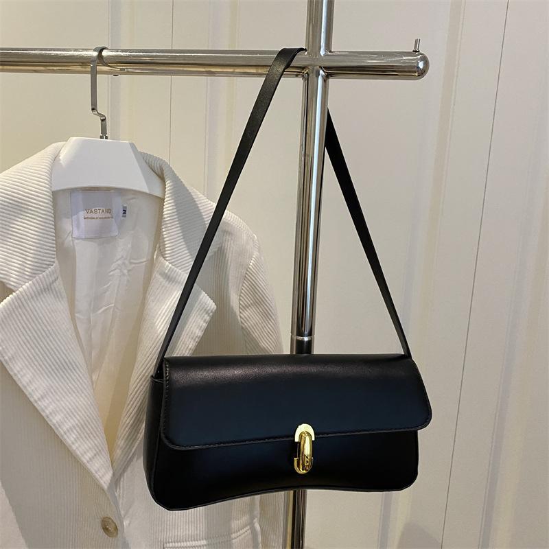 French personality trendy foreign style retro underarm portable shoulder bag underarm shoulder women's bag solid color 2025 new fashion