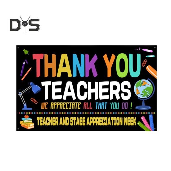 Teacher Appreciation Week Backdrop Banner Thank You Teacher And Staff Background Decoration for Teachers' Day Classroom School Office Decor