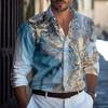 Camicia da uomo con stampa astratta effetto marmo liquido, camicia con bottoni, casual, manica lunga, moda streetwear, colletto rovesciato, stampa 3D, camicie con colletto