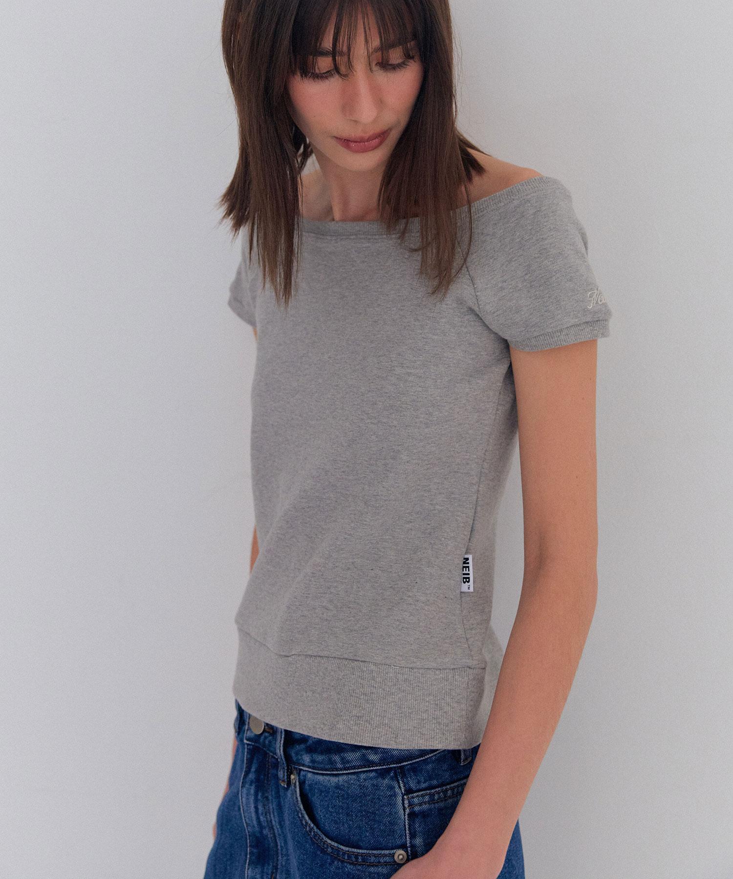 Navy Boat Neck Sweatshirt (Melange Grey) Melange Grey