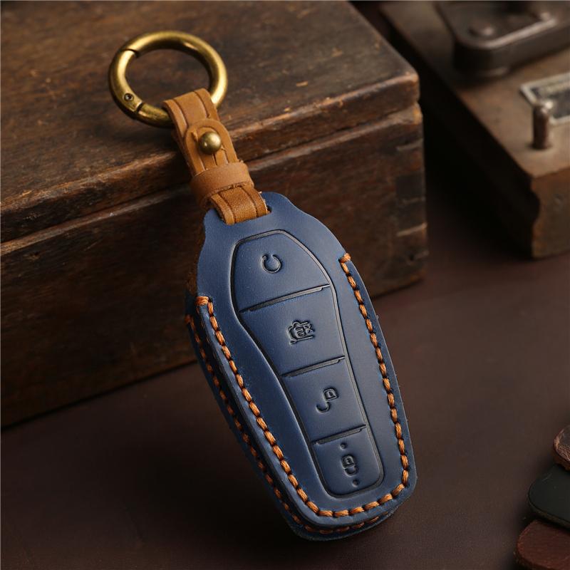 Leather Car Remote Key Cover Case Holder shell Chain Bag Fob For BYD ATTO 3 2 1 Song Plus Pro Dmi Seal U Sealion 7 Sealion 5 6