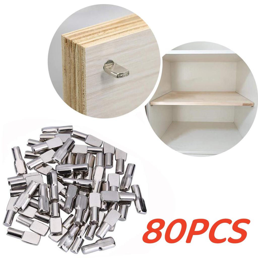 20/80pcs Shelf Support Pegs Cabinet Closet Laminate Pins Glass Nickel Plated Pin Fixing Bracket Shelf Bracket Furniture Hardware