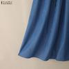 ZANZEA Womens Loose Casual Solid Color Long Skirts