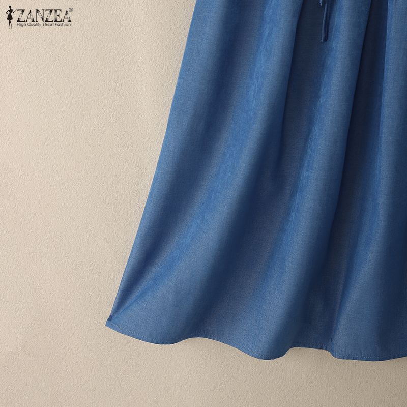 ZANZEA Womens Loose Casual Solid Color Long Skirts