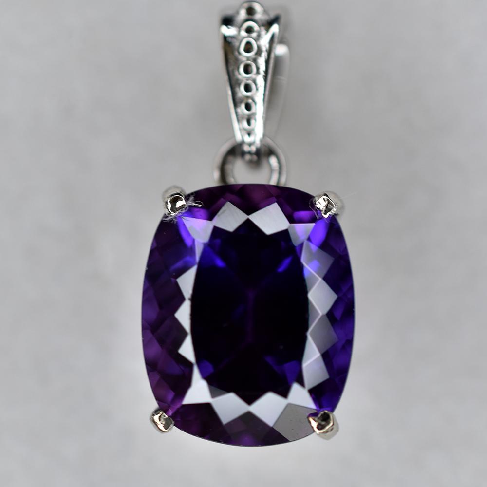 Natural Purple Tanzanite Pendant 925 Sterling Silver 24 ct Cushion Gemstone Jewelry Gift