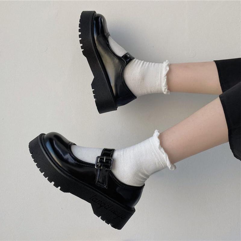 Boty Lolita pro Wonen Janes Dámské Podpatky Y2k Platforma Lolita Kawaii Cosplay Boty Mary Jane Bílé Student College Sladký nízký podpatek