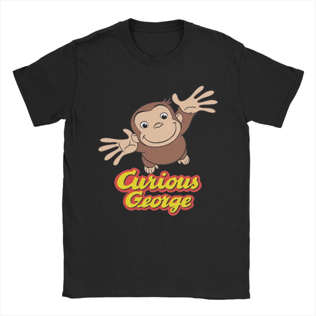 Cartoon  Banana Cute Brown Monkey T Shirt Cotton Fun T-Shirts Crewneck Curious George Tees Short Sleeve Clothes Plus Size