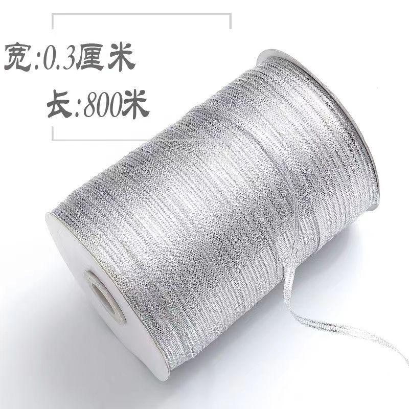 Gold Silver Polyester Silk Ribbon 100% Polyester Foil Printed Craft for Gift Wrap Webbing Cake Baking Wedding Bow Accessories