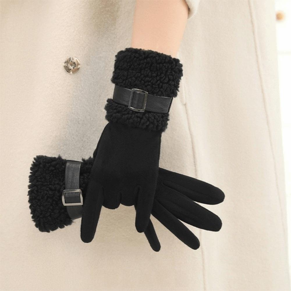 Full Finger Women Suede Gloves Windproof Cycling Mittens Fashion Winter Women's Gloves Girls Gift