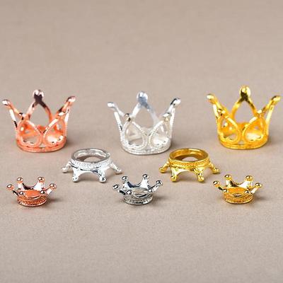 Espositore in lega con mini corona di cristallo e giada