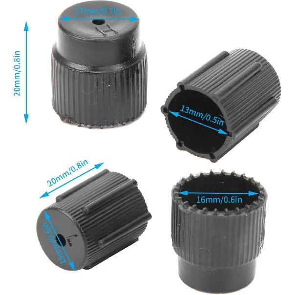 AC Service Port Caps, Universal Air Conditioning Service Cap ABS A/C Repair Refrigerant Charging Port Cover Auto Accessory (Pack of 10)