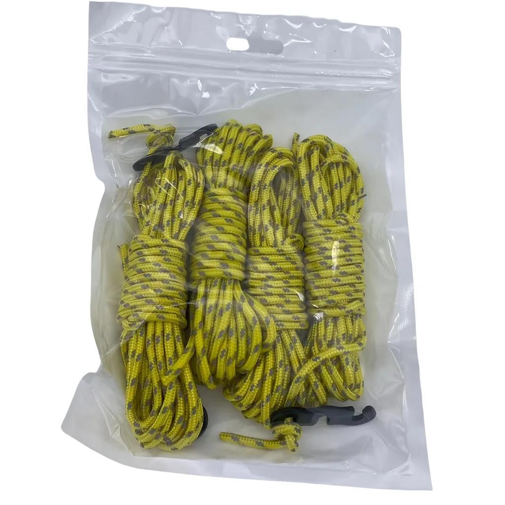 4 Outdoor Tent Reinforced Windproof Rope Nylon Braided Reflective Drawstring Canopy Drying Clothes Fixed Rope