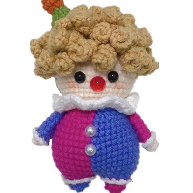 Cute Circus Clown Pendant Crochet Material Bag Handmade DIY Woolen Knitting Doll To Pass The Time During Pregnancy