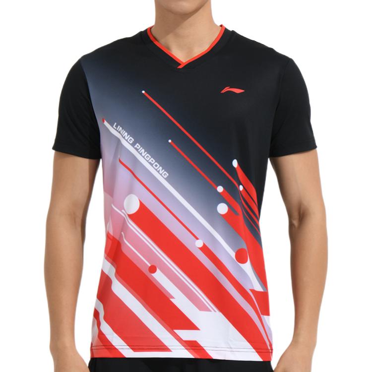 Li Ning Tischtennis Kollektion T-Shirt Herren Schwarz AAYS017-1