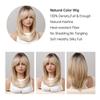Synthetic Wigs Long Natural Wavy Wig Ombre Brown Golden Highlight Blonde Layered Hair with Side Bangs for Women Heat Resistant