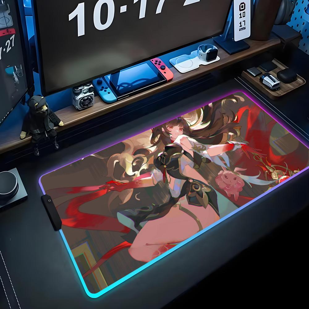 

lingsha Mouse Pad RGB Gaming Mousepad Big LED Pad PC Desk Mat Luminous Mouse Pad Large Keyboard Mats Table Rug With Backlit RGB600x300x3mm