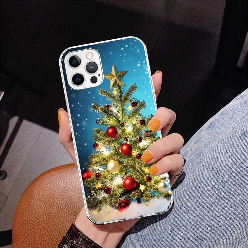 Merry Christmas Tree Snow Phone Case For iPhone 17 Air 16 Pro Max 16E 15 + 14 Plus 11 12 13 Mini 7 8 SE Gift Print Cover Fundas