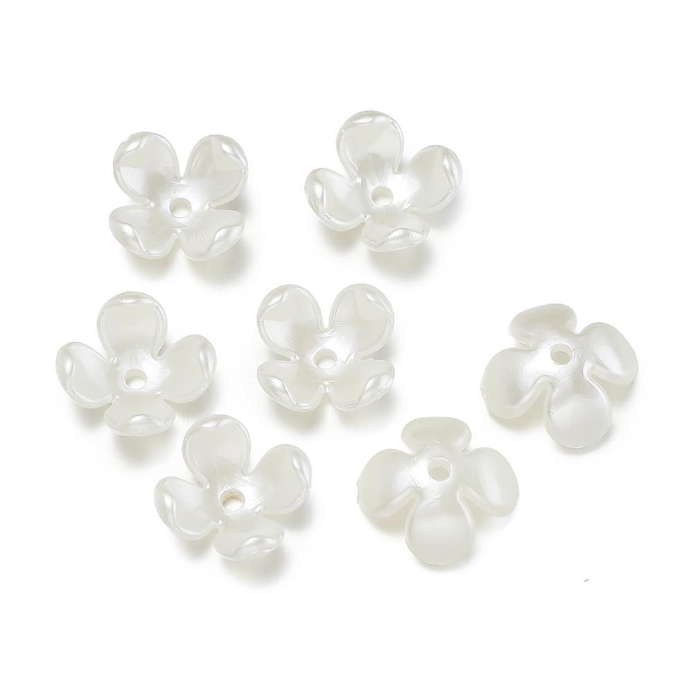100pcs/lot Spacer Beads Pearl White Imitation Pearl Flower End Bead Caps For  DIY Jewelry Making Findings Accessories