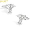 Electroplated Silver Double Snake Staff Reverse Cross Shaped Metal Cufflinks Men's French