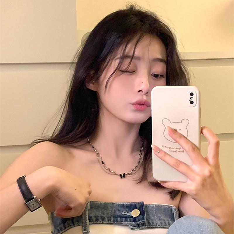 Wave Pattern Irregular Butterfly Necklace Women's Light Luxury Niche Collarbone Chain Design Sense High Personality Temperament Neck Chain