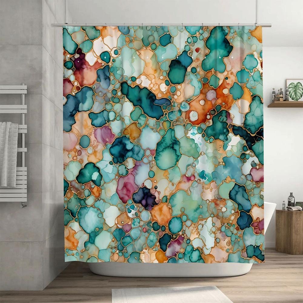 Green Blue Gold Red Brown Bath Shower Curtain Waterproof Decorative Printed Polyester Fabric Decoration for Bathroom Accessories