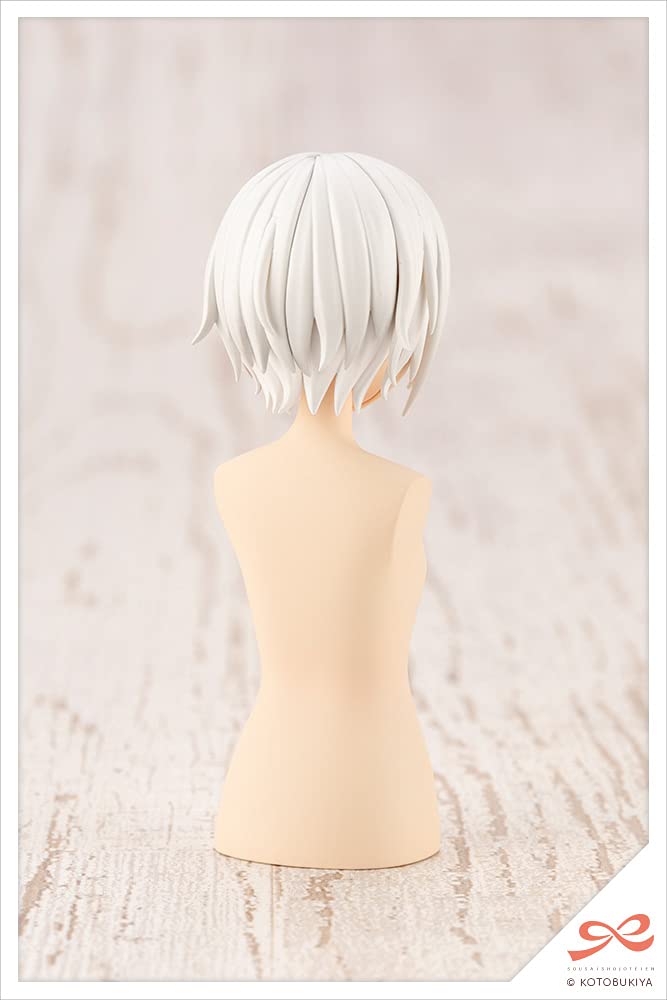 After-School 1/10 Scale Short Wig A Plastic Model Kit - White & Chocolate Brown