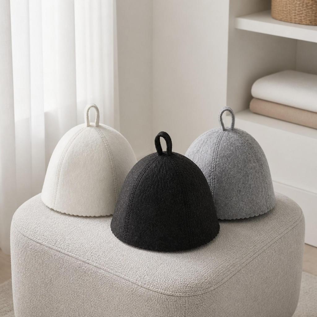 3 Pieces Felt Sauna Hat Reusable Cap with Hanging Loop Lightweight