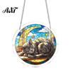 Transparent Acrylic Decor 7.48 Inch Circular DIY Puzzle Suncatcher, Stained Glass Style Window Hanging Ornament, Adult Gift Waterproof Pendant