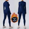 Winter Warm Fleece Tight Jumpsuit Yoga Fitness Dance Cycling Jumpsuit Zipper Tight Jumpsuit Pilates Sports Warm Training Jumpsuit