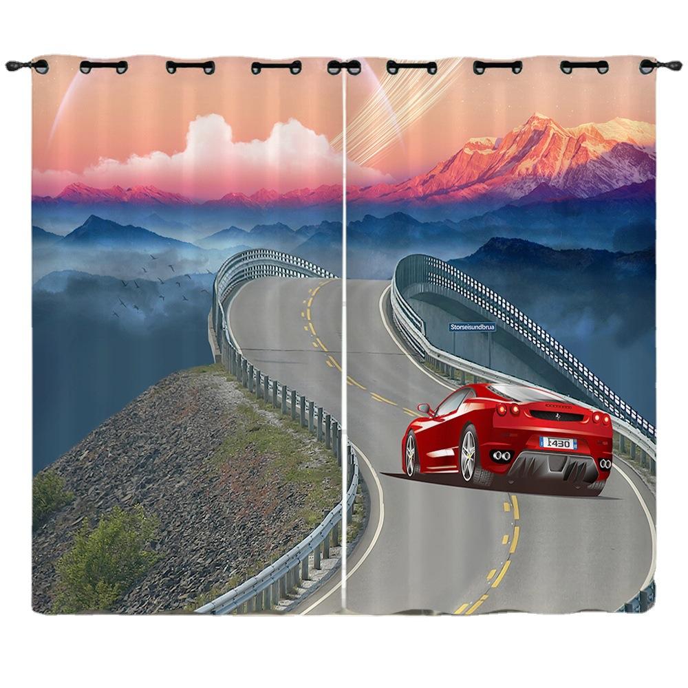 Curtain Race Racing 3D Digital Printing Blackout Curtain Punching