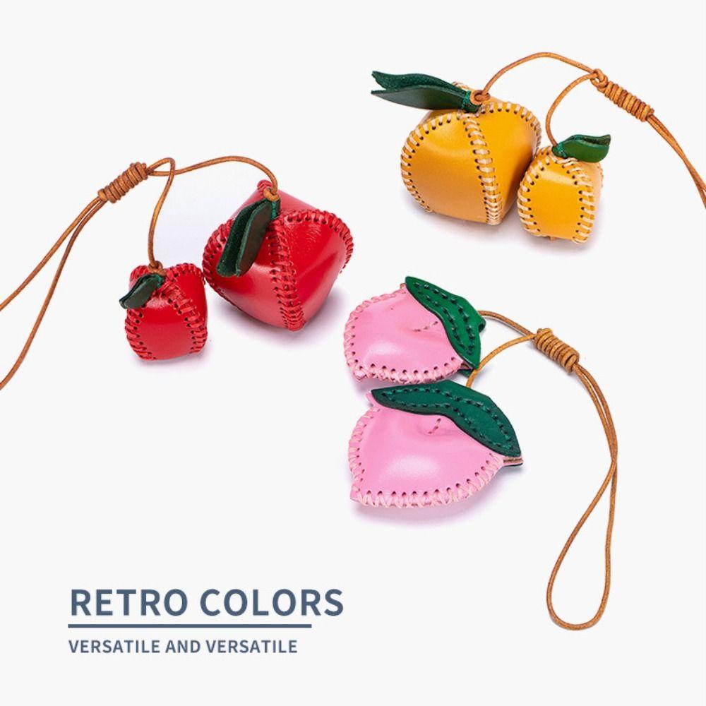 Pear Fruit Pendant Strawberry Bag Pendant Cute Leather Keychain Women