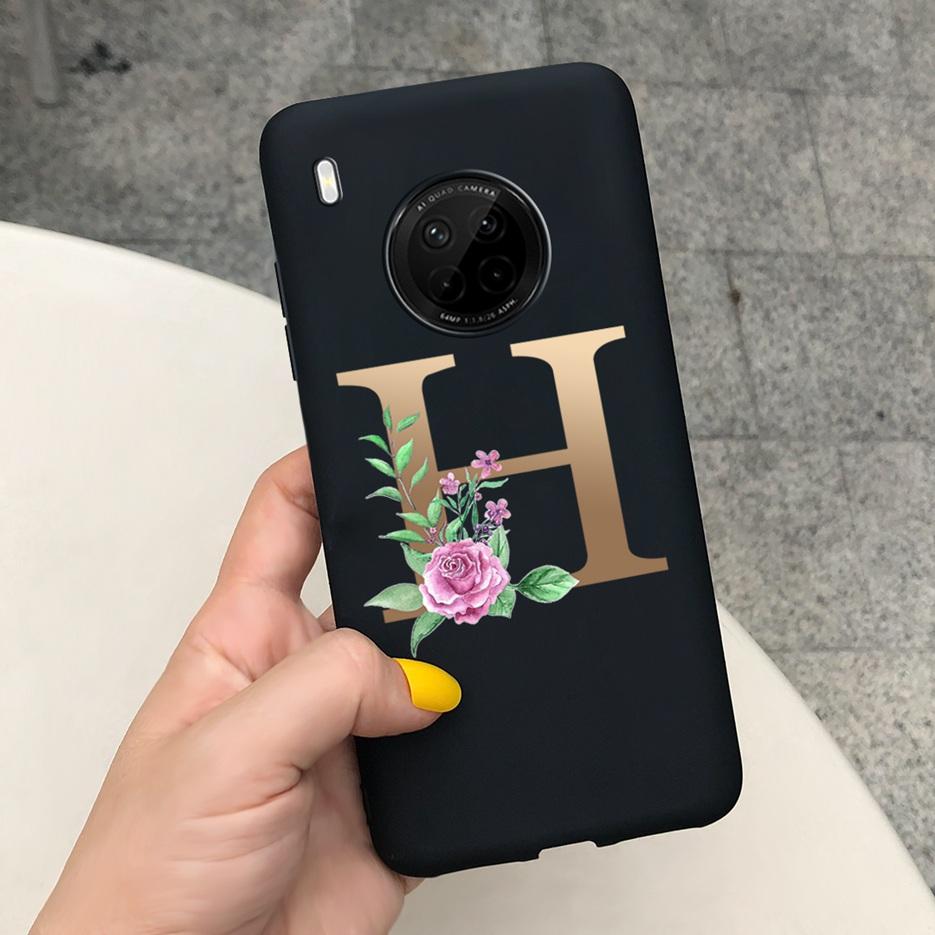 For Huawei Y9a 2020 Case 6.63'' Cute 26 Letters Cover Case For Huawei Y9a Y 9a Soft TPU Fundas HuaweiY9a Shockproof Phone Bumper