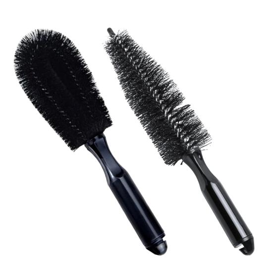 Car Tire Cleaning Brush Angled Spoke Brush Round Wheel Brush for Rim Wheel Cleaning Soft Bristles Non-Scratch Ergonomic Handle Automotive Cleaning