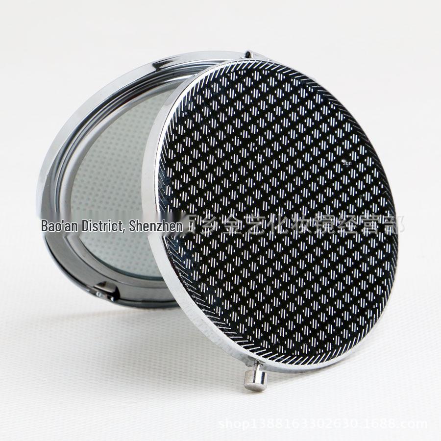 Embossed Double-Sided Pocket Makeup Mirror: Folding Portable High-Definition Handheld Mirror