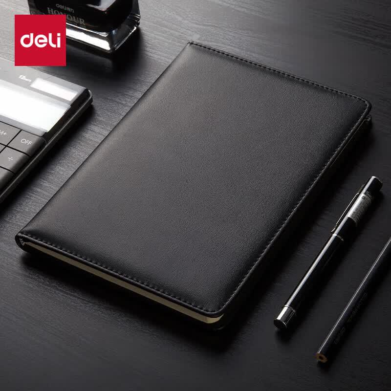 Deli 3162 Premium Leather Notebook чёрный