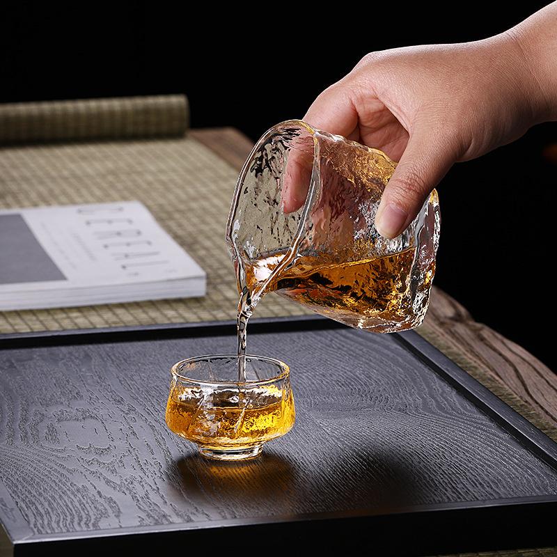 Japanese Style Square Hammer Glass Fair Cup Heat Resistant Tea Separator Tea Divider Kung Fu Tea Set Teaware Accessories