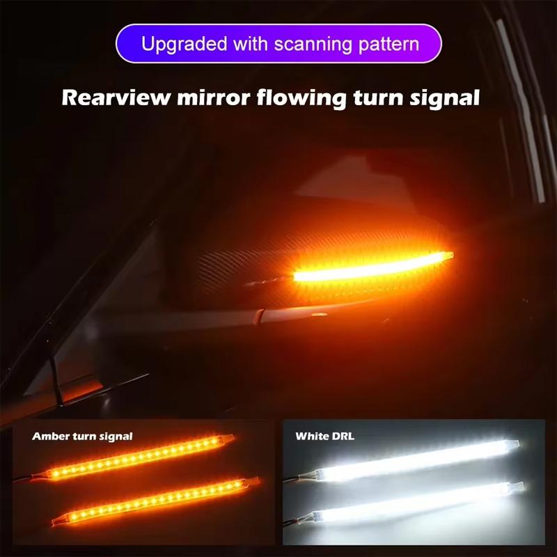 2PCS LED Car Rearview Mirror Indicator Lamp 12V DRL Streamer Strip Flowing Turn Signal Light Auto Headlight Strip Car Lighting