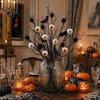Three-dimensional Bat Decor Halloween Black Artificial Branches, Scary Eyeballs Picks with Bats Pine Fake Dead Branches Cones for Gothic Vase