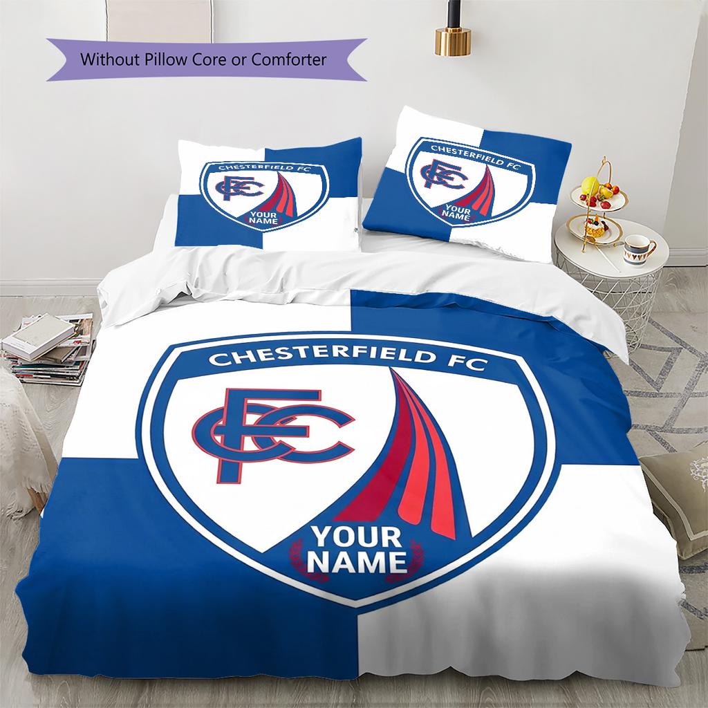 Chesterfield Fc Crest Custom Name Pattern Bedding Quilt Set Quilt Cover Pillowcase Home Birthday Gift(1 * duvet cover + 2 * pillowcase, without core)