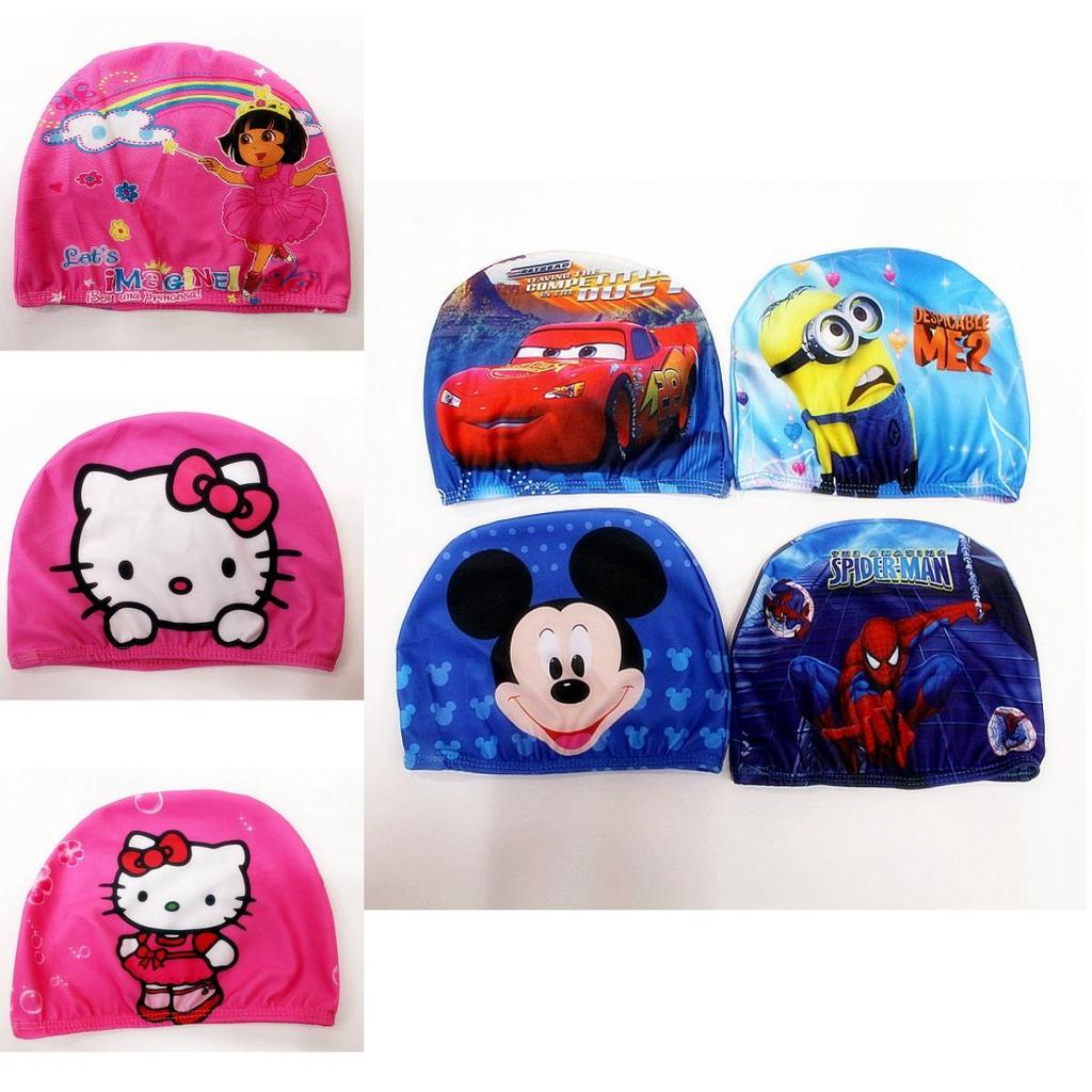 Wholesale Children's Cartoon Swim Cap Boys Girls Baby Colorful Polyester Cute Fashion Cartoon Comfortable Swimming Hat