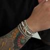 Hip-Hop Personality Four-Pointed Star Bracelet for Men Trendy Fashion Niche Pearl Braided Chain Bracelet Men's Jewelry
