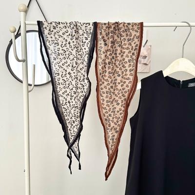 Silk Scarf New Fashion Bag Headscarf Small Scarf Scarf Scarf Small Shawl Leopard Print Triangular Scarf Tied Waist