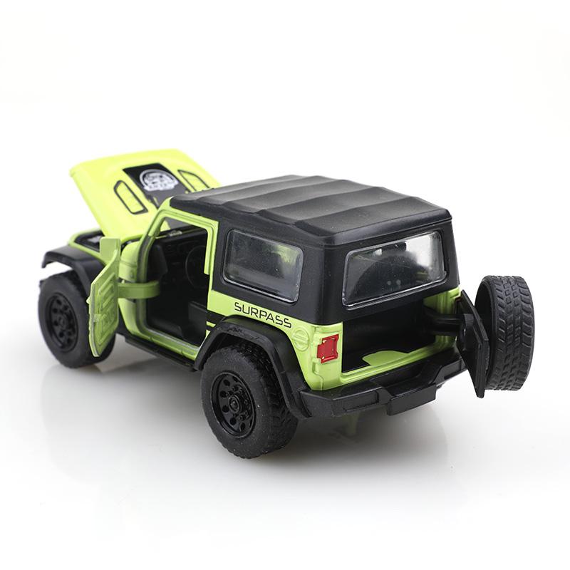 (Bagged) 1/36 Scale Jeep Wrangler Four-Door Off-Road Pullback Toy Car, Die-Cast Metal, Boy'S Toy, Powerful Pullback.