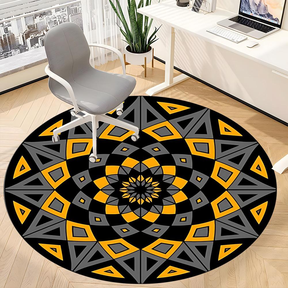 1pc Kaleidoscope Pattern Office Round Area Rug, Indoor Mat Suitable ForOffice, Under Office Chairs Bedroom Living Room Home Decor, Room Deco D004