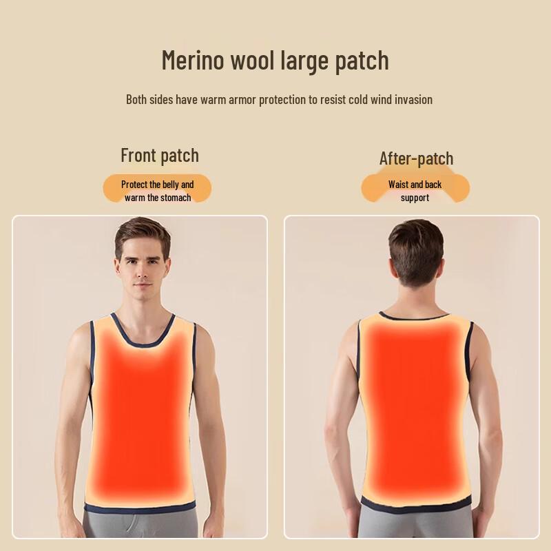 Langsha Men's 100% Wool Thermal Fleece-Lined Seamless Vest